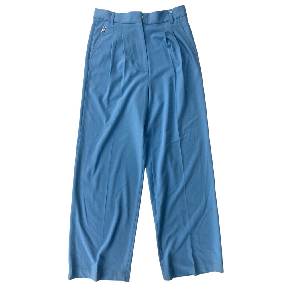 NWT‎ Grey Ven Open Air Maccaden Blue Wide Leg Pleated Trousers Pants Size 6 $325